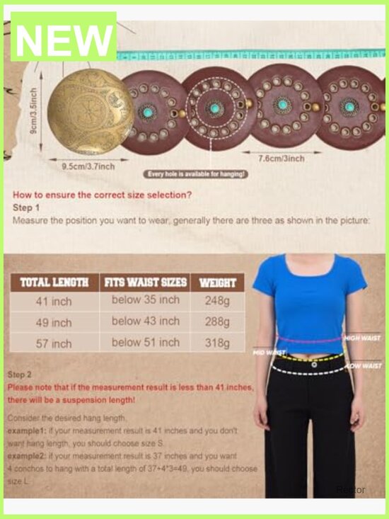 Western PU Leather Belt with Concho Buckle for Women main image 5